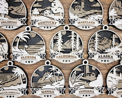 Discover America Ornaments - A unique ornament for each State!