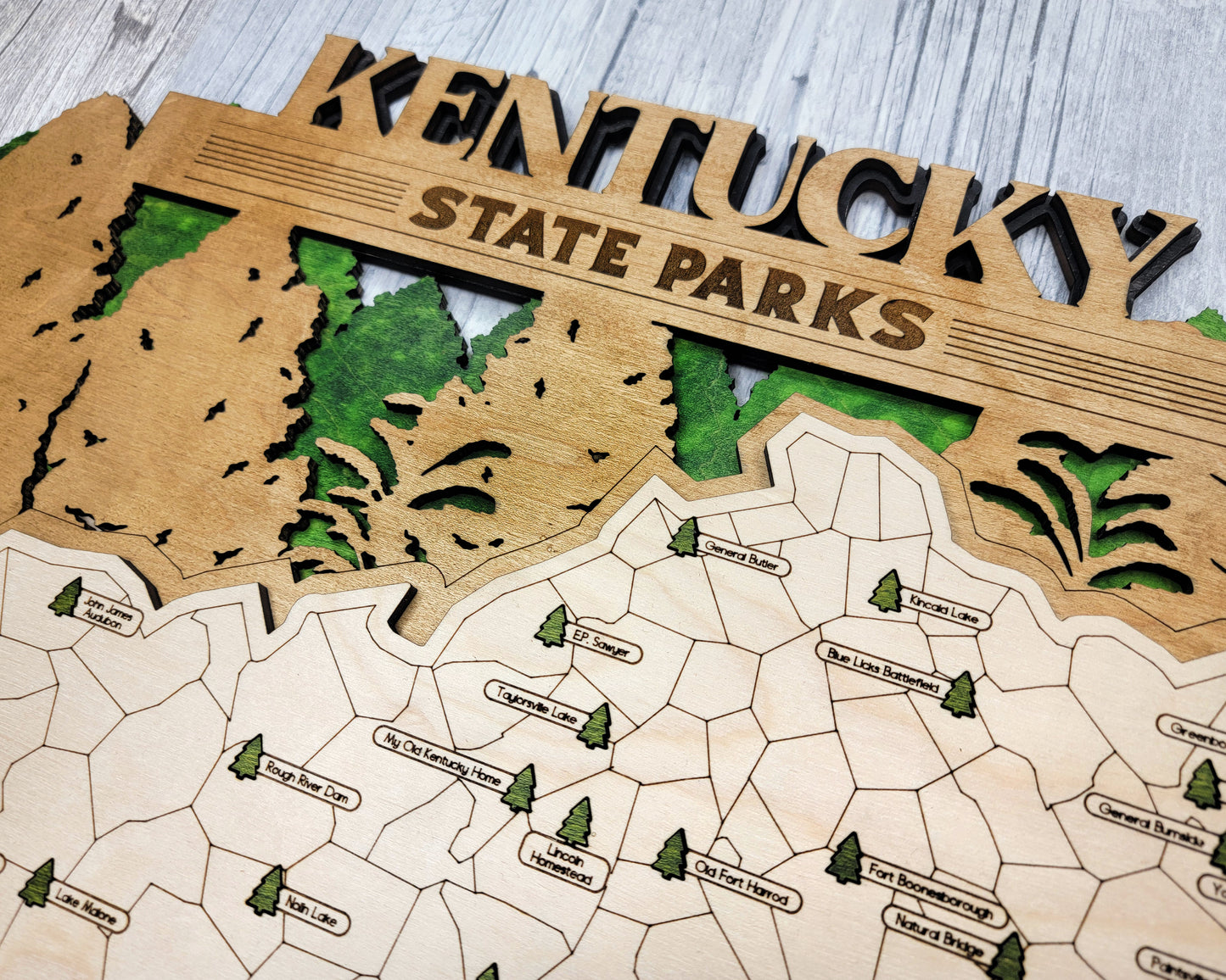 Kentucky State Parks 3 Layer Travel Map - Can be Personalized Other States Available!