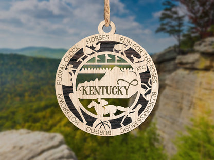 Kentucky State Wood 2 Layer Ornament - The Salty Lick Mercantile