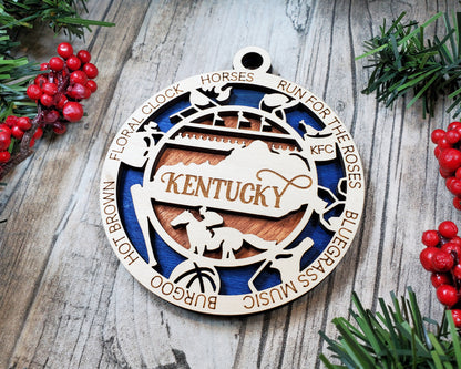 Kentucky State Wood 2 Layer Ornament - The Salty Lick Mercantile