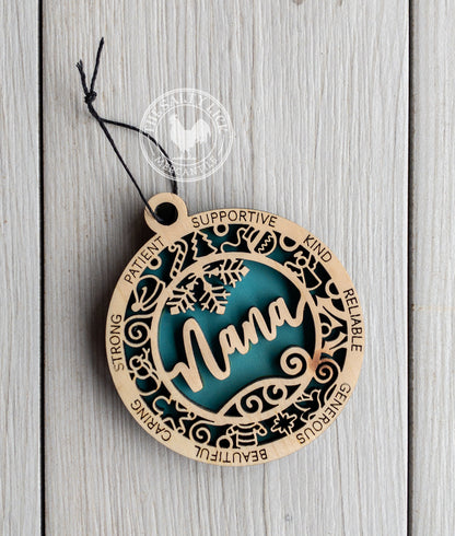 Nana 2 Layer Wood Ornament - The Salty Lick Mercantile