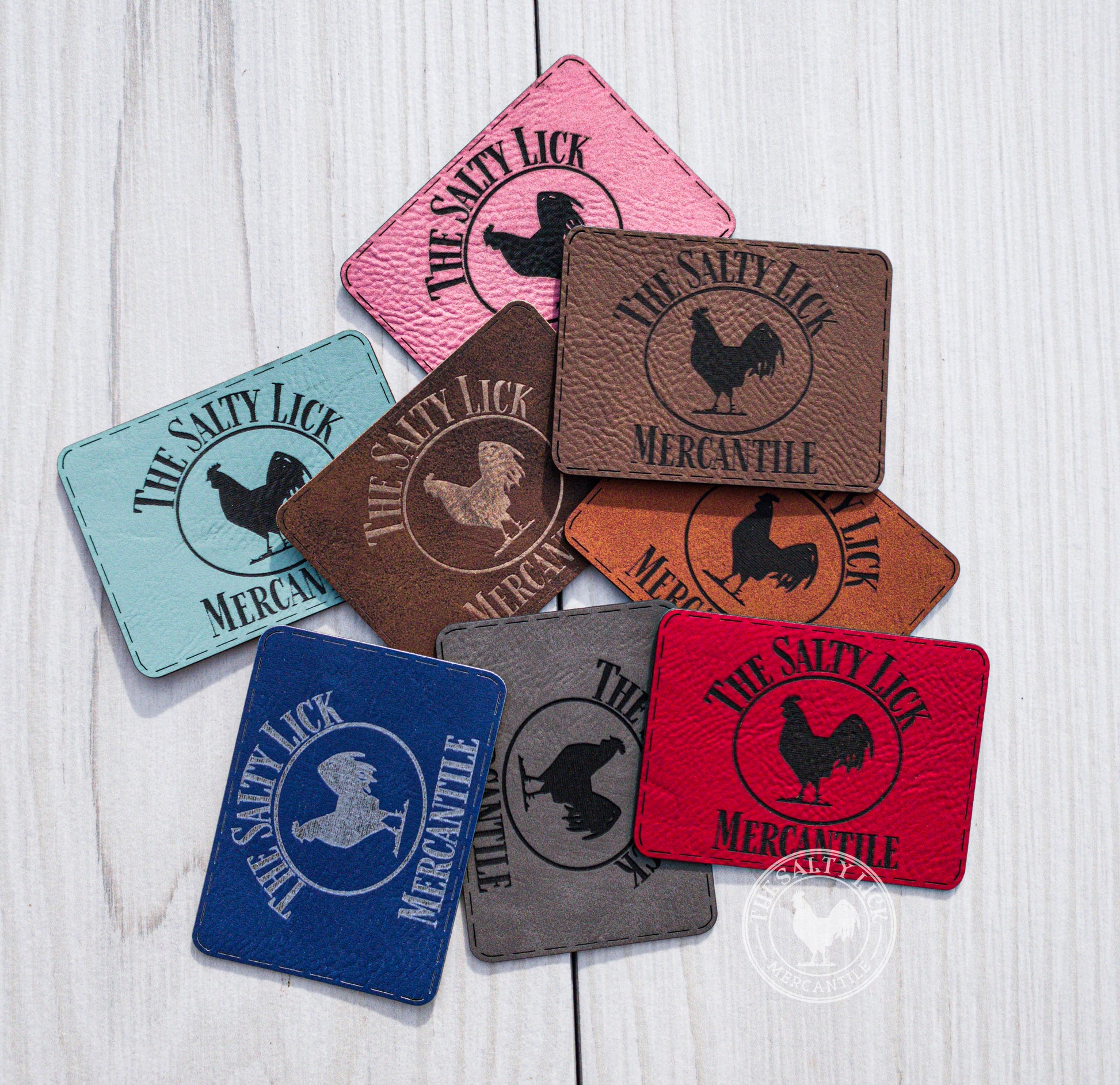 Bulk Custom Engraved Leatherette Patches with Adhesive Backing for Pro -  Madi Kay Designs
