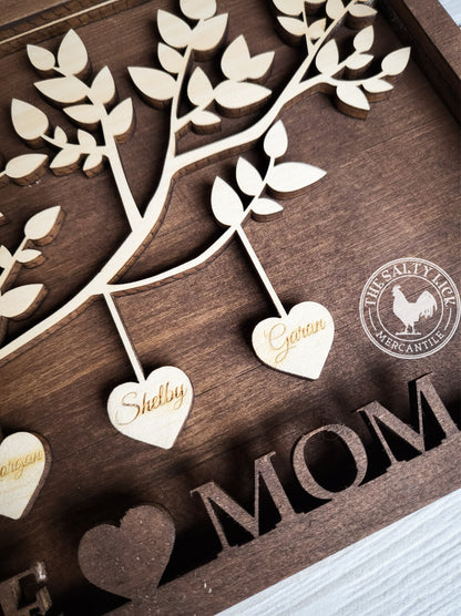 Mother's Day Wall Decor, Family Art Wall Decor, Family Tree Gift - The Salty Lick Mercantile